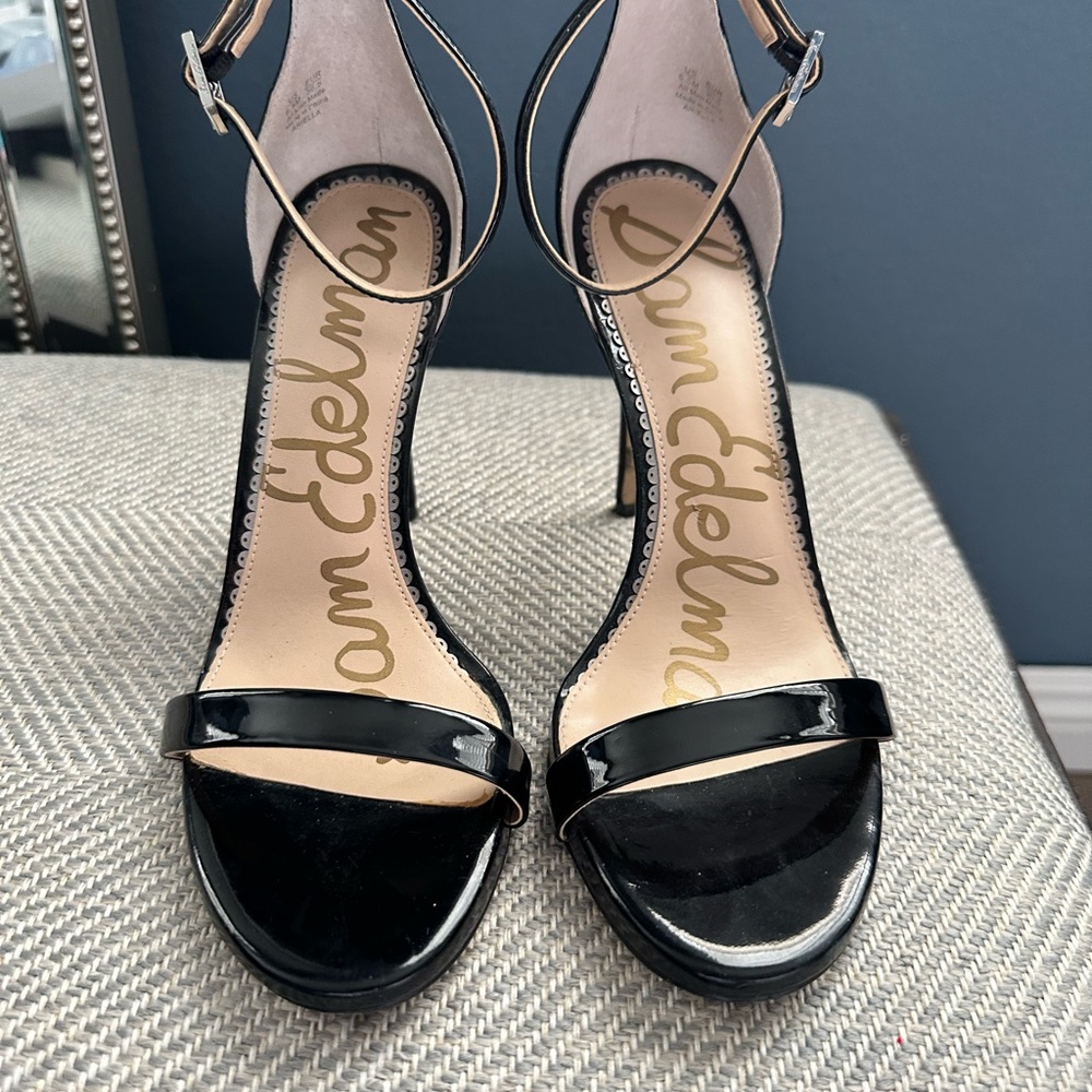 Sam Edelman Black Heels with Thin Straps and High Slender Heel